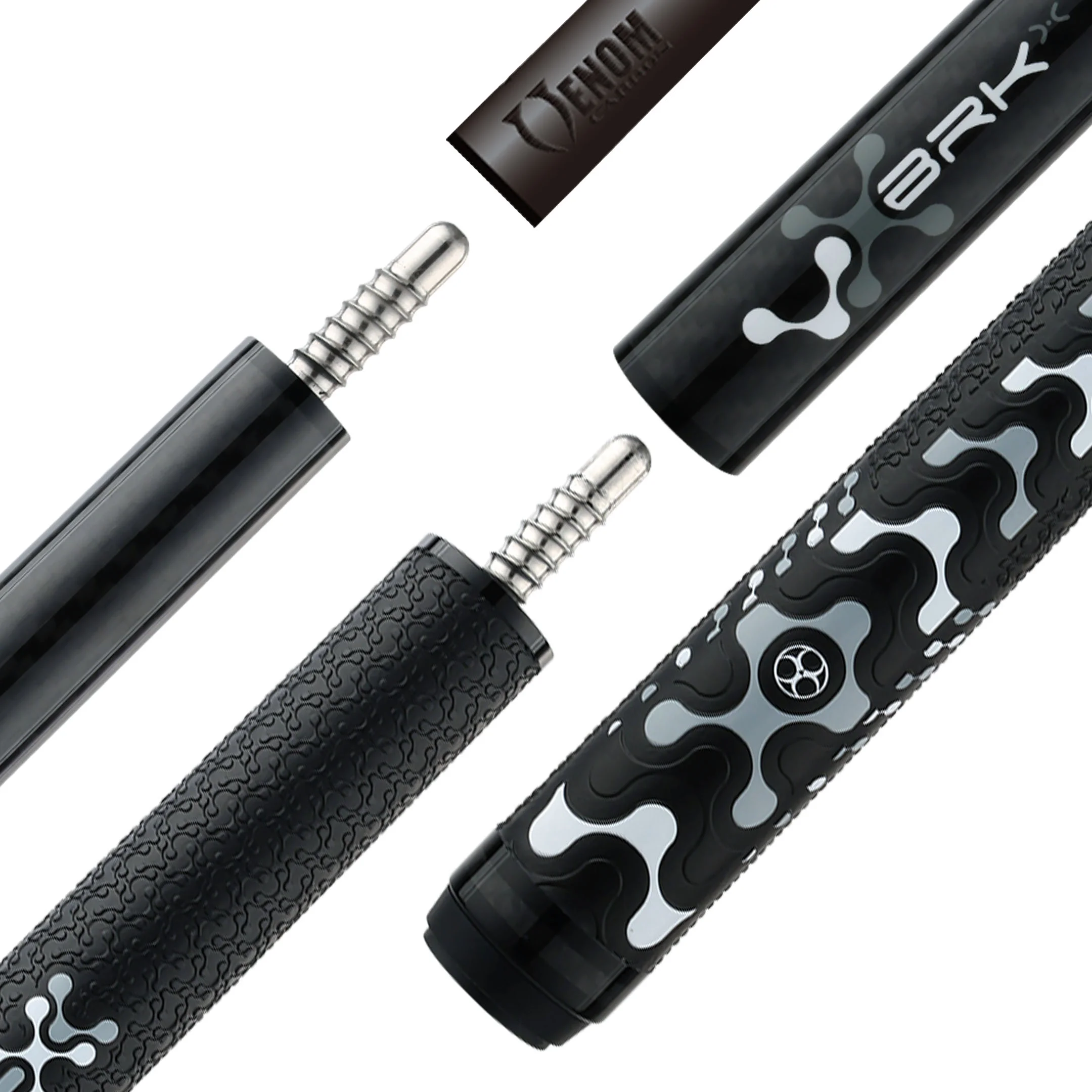 Poison VX Jump/Break Cue with Venom Carbon Fiber Shaft - Black/Grey - Image 2