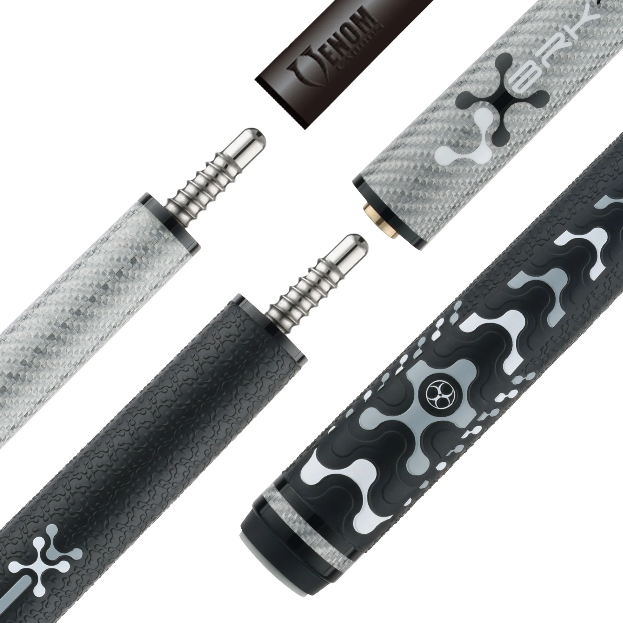Poison VX Break Cue with Venom Carbon Fiber Shaft - Black/Grey - Image 2