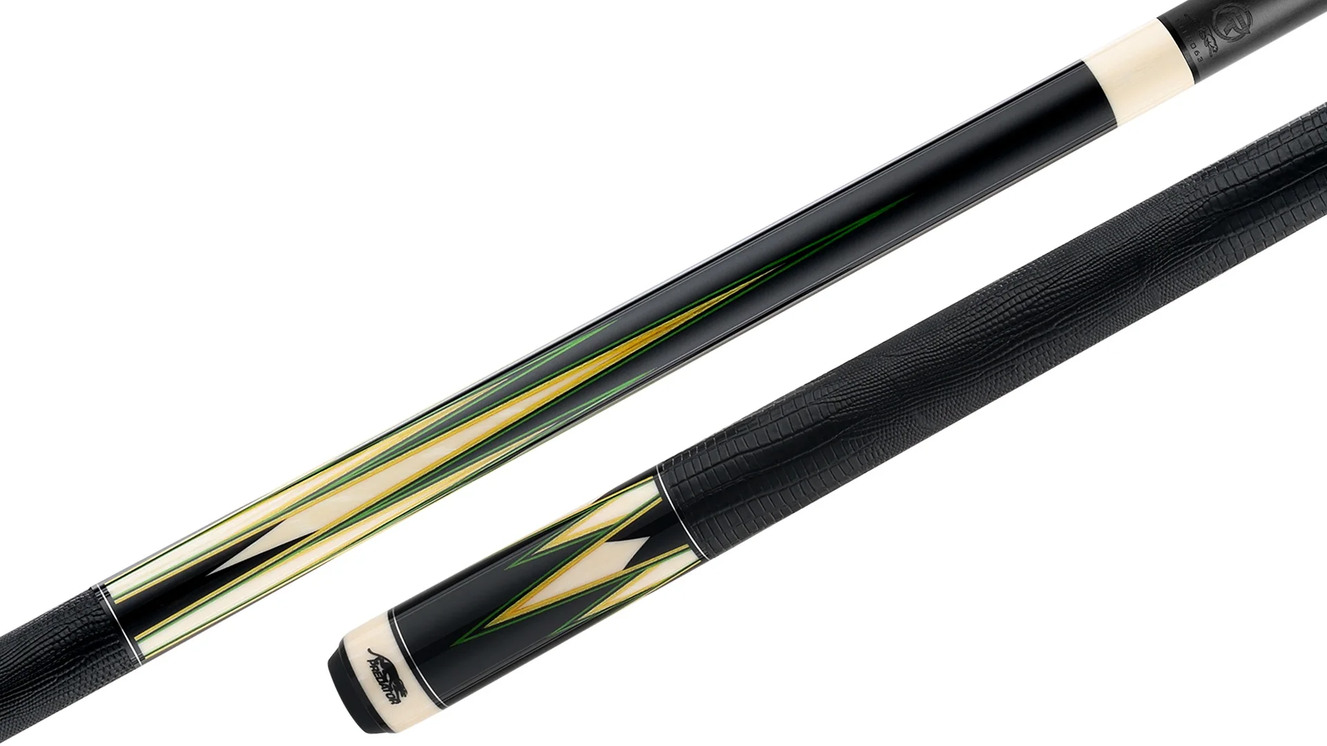 Predator LE True Splice 16 Pool Cue - Ebony with Green/Yellow Points - Leather Wrap